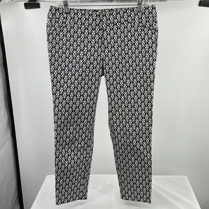 Crosby Navy White Abstract Print Ankle Trousers Size 6